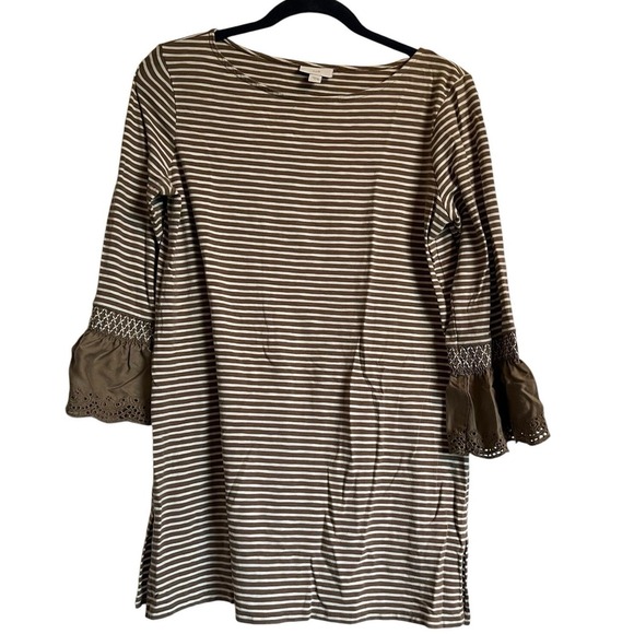 J. Jill Tops - J.Jill Wearever Striped Bell Sleeve Tunic Top Womens S Boho Cottagecore Artisan